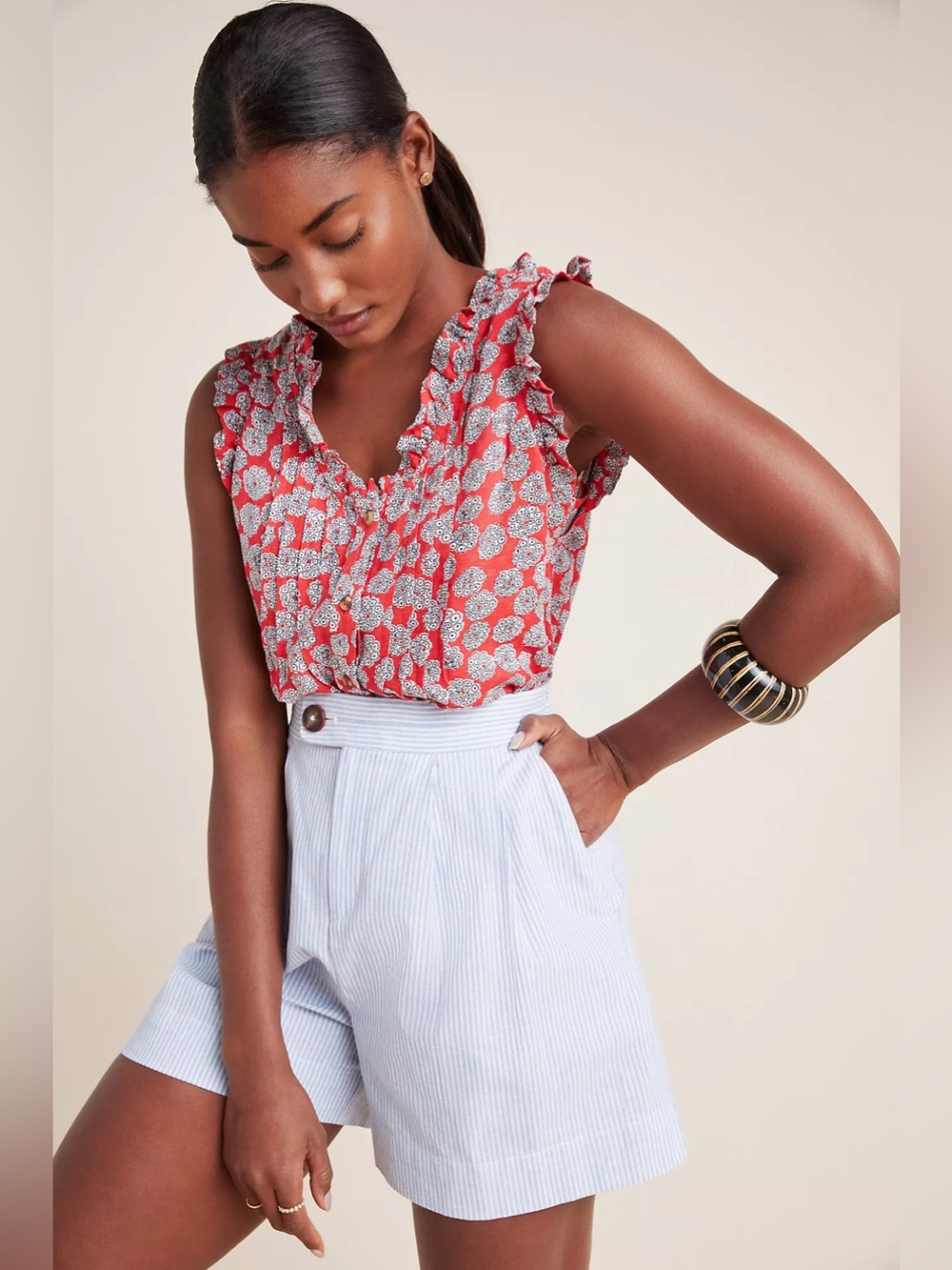 Anthropologie Maeve Rayne Sleeveless Buttondown Size 8